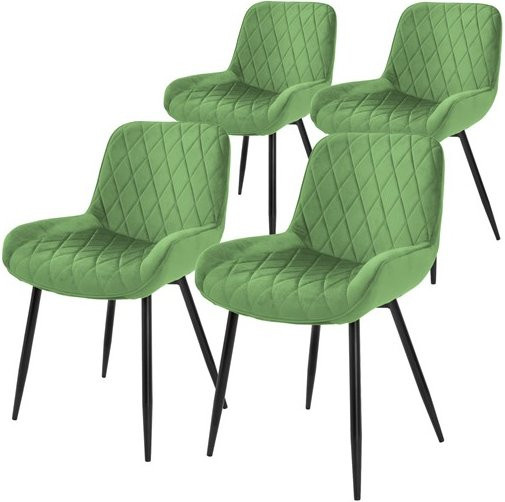 4er Set Esszimmerstühle ML-Design aus Samt in Salbei mit Armlehnen und Metallbeinen - Bild 1