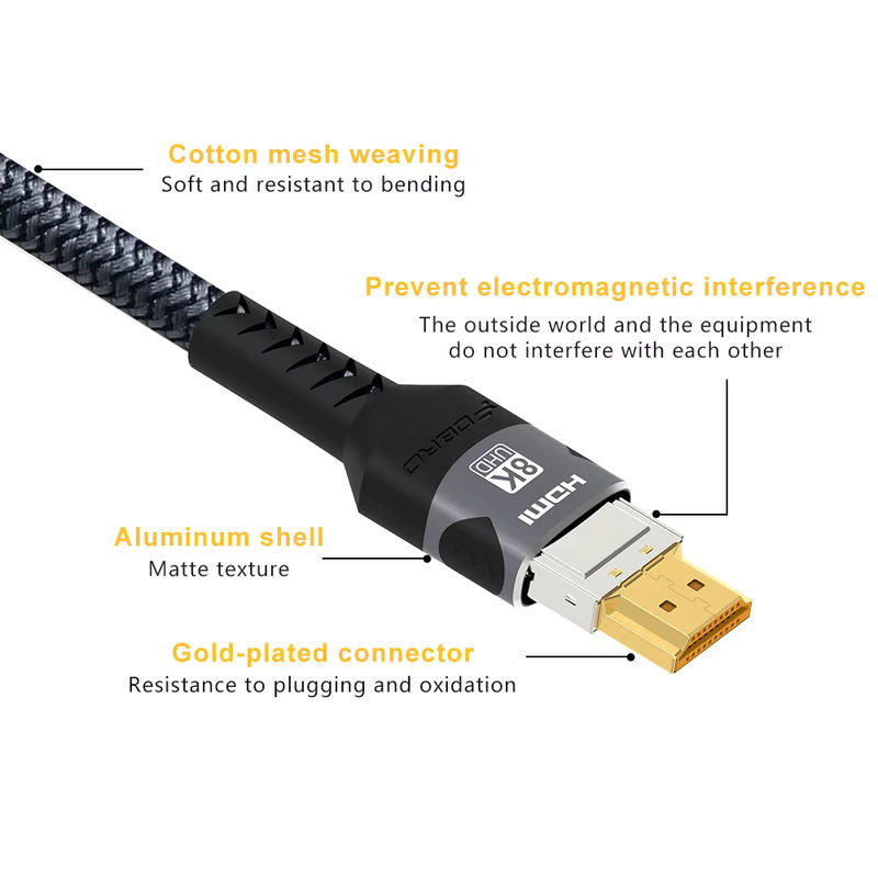 FDBOY HDMI 2.1 Kabel 8K mit 48 Gbit/s, geflochtenes Hochgeschwindigkeits-Kabel für 8K bei 60 Hz und 4K bei 120 Hz, Länge: 3 m - Bild 3