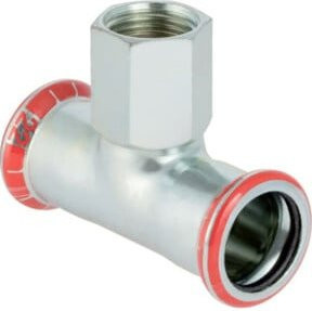 Geberit Mapress T-Stück aus C-Stahl mit Innengewinde 1/2 Zoll in Silber, d= 22mm x Rp 1/2 x 22mm - Bild 1