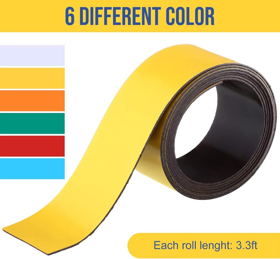6er Set magnetische Klebeetiketten in Blau und Multicolour zum trocken Abwischen für Whiteboard und Kühlschrank - Bild 4