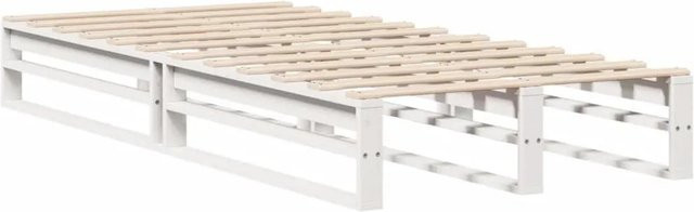 vidaXL Massivholzbett aus Kiefernholz in Weiß, rustikales Bett ohne Matratze, B/T/H: 90 x 190 x 25,5 cm - Bild 1