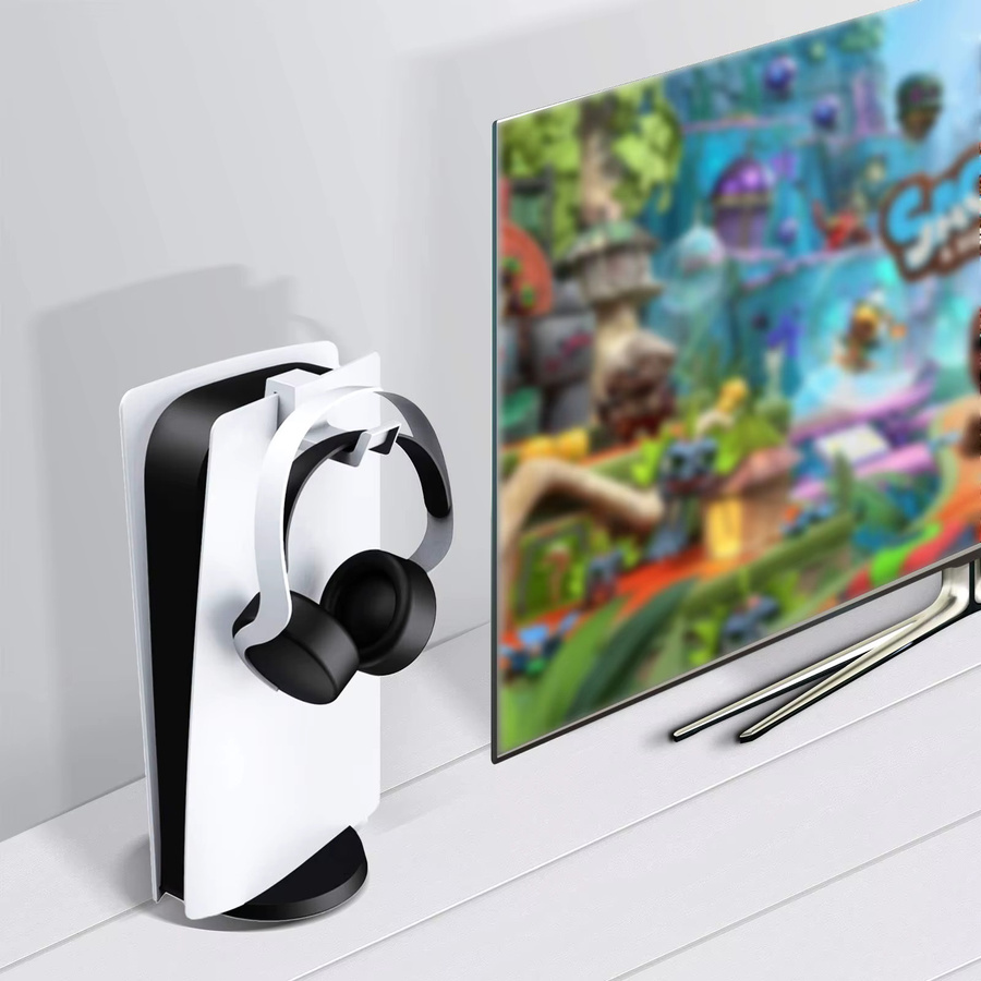 Sony PlayStation 5 Kopfhörerhalter in Weiß mit minimalistischem Design und Stützstange - Bild 3