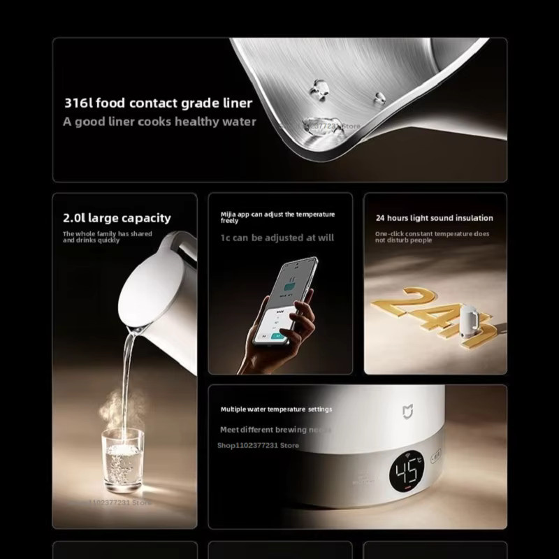 MIJIA Wasserkocher 3 Pro mit konstanter Temperatur, 2l, Weiß, 1800W Schnellheizung mit 316L Edelstahl und App-Steuerung - Bild 2