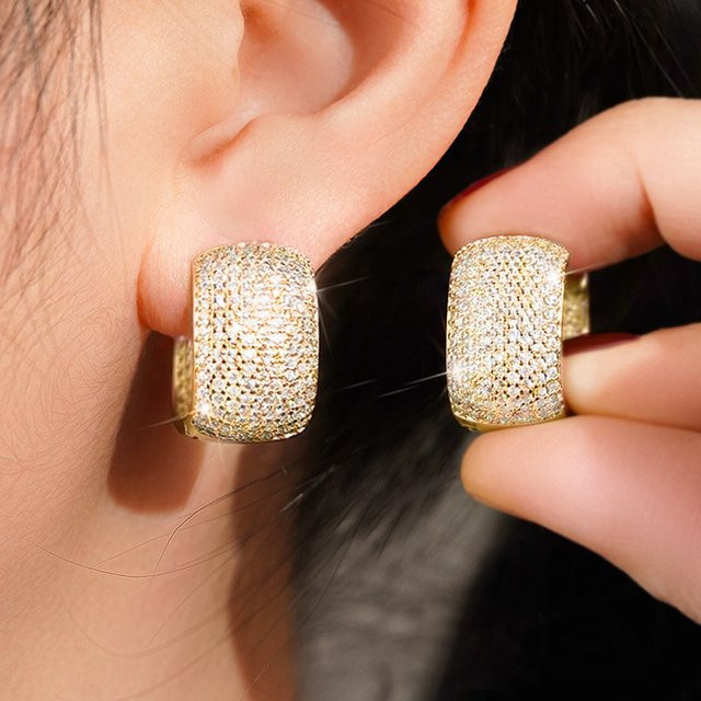 Huitan Bling Bling Creolen, Zirkonia, Gold, Damen - Bild 1