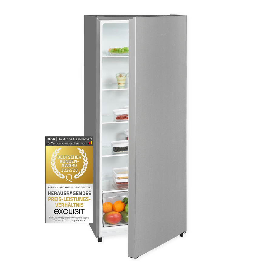 Exquisit KS5320-V-010E Vollraumkühlschrank in Silver Inoxlook, H x B x T: 143,4 x 55,0 x 55,0 cm - Bild 1