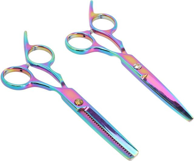 Koogeelife Haarausdünnungsscheren aus Edelstahl, 2 Stück, Unisex, blue - Bild 1