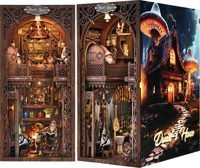 Battoom DIY 3D Holzpuzzle Bücherregal Puppenhaus, Bausatz, Holz - Bild 1