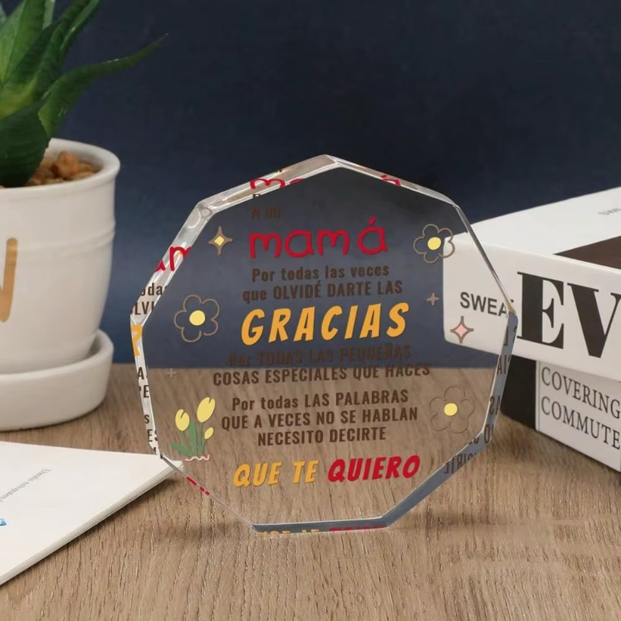 CIFBUY Acryl-Plakette mit floralem Design in Transparent als Geschenk für Mama zum Geburtstag - Bild 4