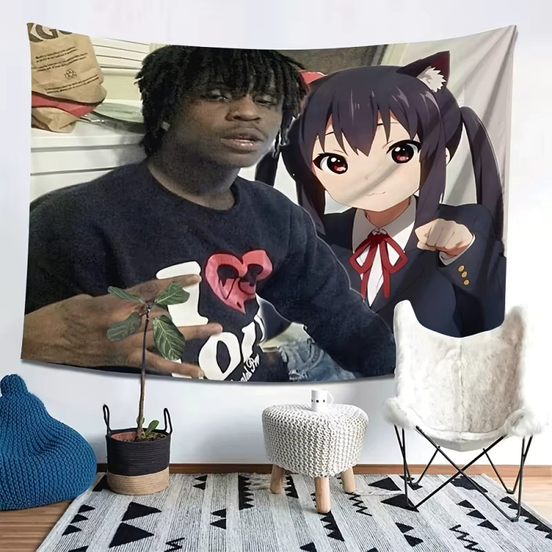 VIKAMA Wandteppich Red Stem Picture Rap Animation in Rot und Multicolour, dekorativer Anime-Hintergrundstoff für deine Raumdekoration, B/H: 40 x 60 cm - Bild 2