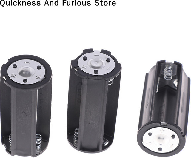 Schwarzes zylindrisches Batterieadaptergehäuse für 3 AA zu D Batterien - Bild 1