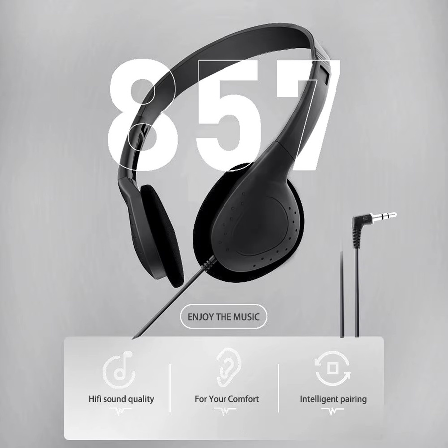 Aideepen Stereo-Kopfhörer mit 3,5 mm Klinkenanschluss, kabelgebundenes Gaming-Headset mit Geräuschunterdrückung in Schwarz - Bild 2