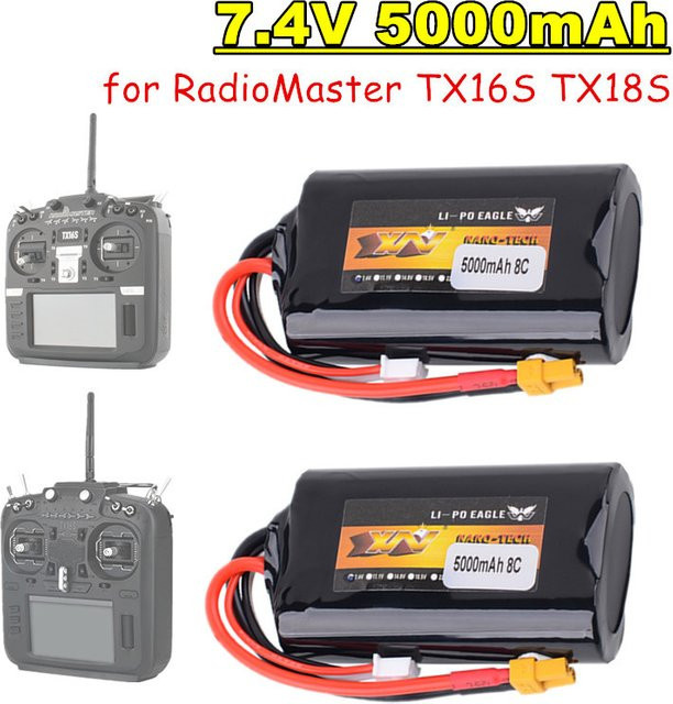 RadioMaster Li-Ion Akku 2S 7,4V 5000mAh mit XT30 Stecker in Schwarz für TX16S/TX18S Fernsteuerung Sender - Bild 1