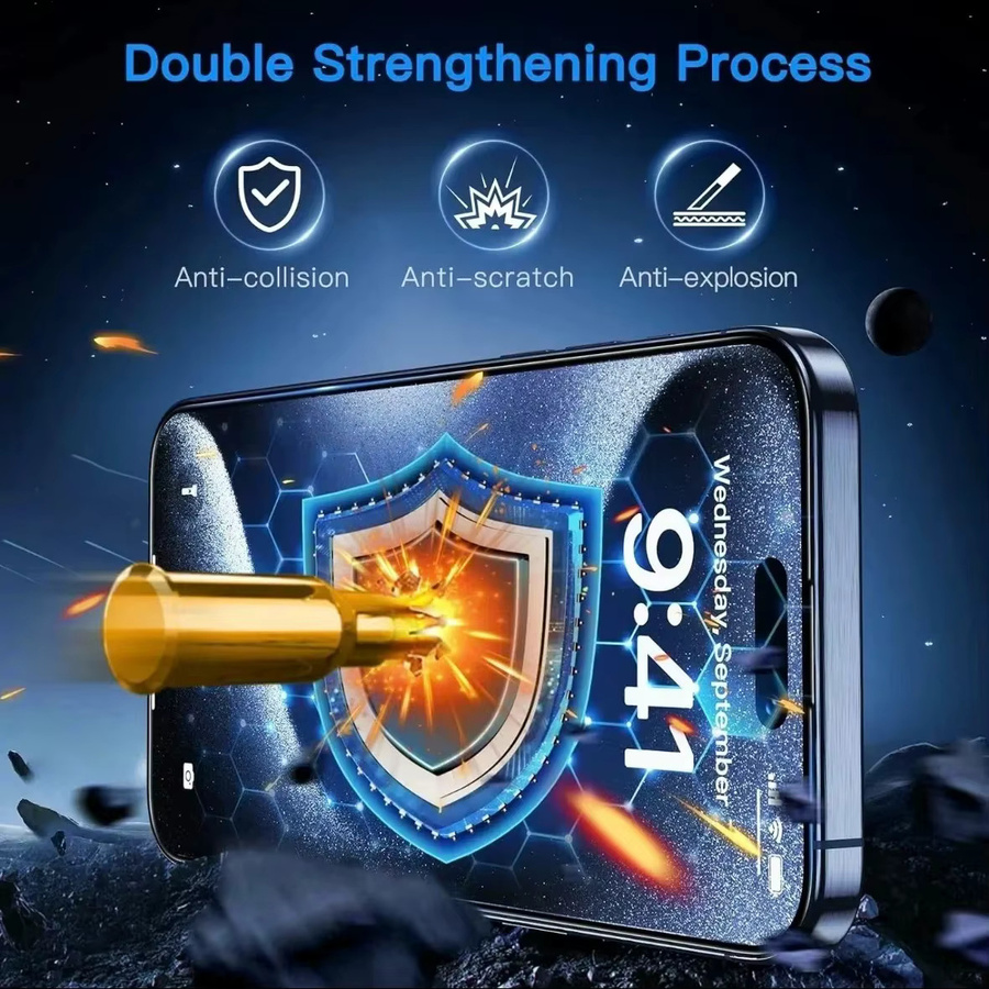 5 Stück Anti-Blue-Ray Schutzfolien aus gehärtetem Glas, HD klar und kratzfest, transparent, passend für Apple iPhone 17 16E 16 15 14 13 12 11 Pro Max XS - Bild 1