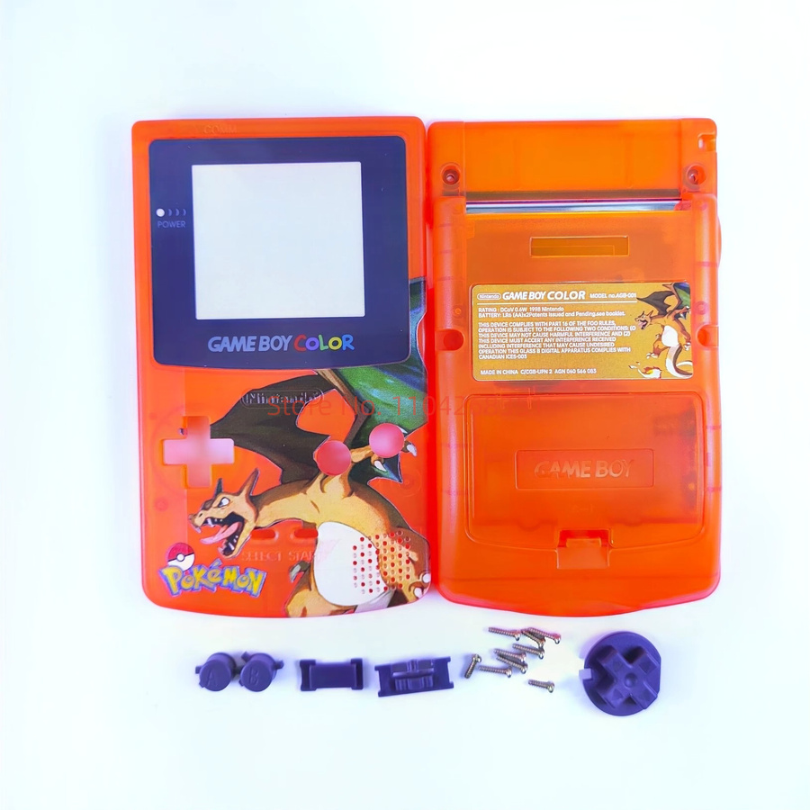 GBC Spielkonsolen-Gehäuse DIY Ersatzgehäuse mit Pokémon Motiven Charizard Gengar und Squirtle aus Kunststoff - Bild 2