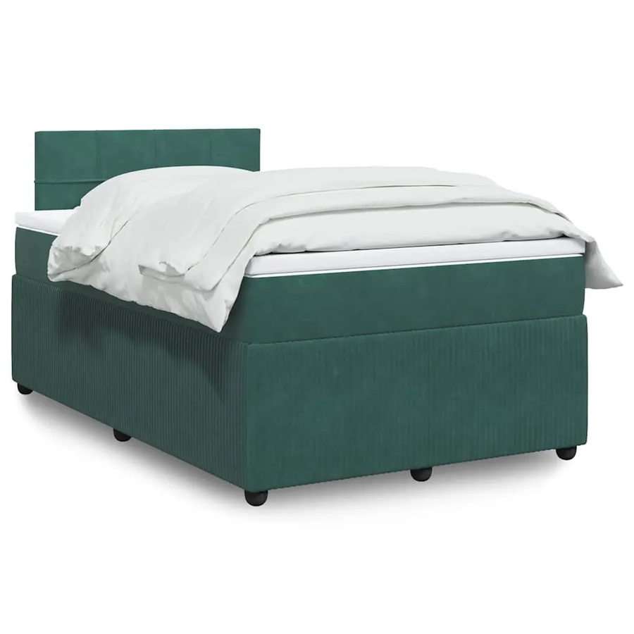 vidaXL Boxspringbett mit Matratze Dunkelgrün aus Samt mit USB-Ladeport und Unterbettbeleuchtung B/T: 120 x 200 cm - Bild 2
