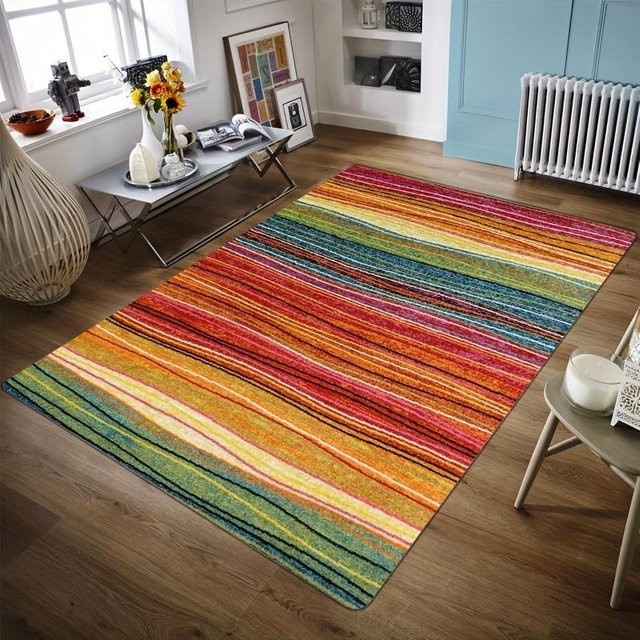 Wucifang Shoes Rutschfeste und wasserdichte Bodenmatte mit bunten Streifen in Multicolour, B/T: 60 x 40 cm - Bild 1