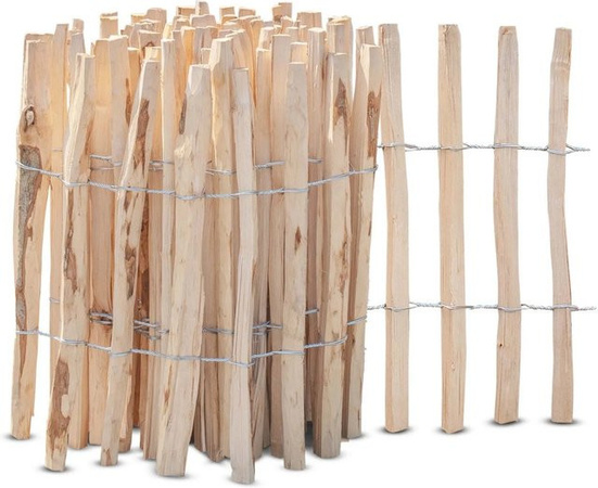 Stiltreu Palisadenzaun Haselnuss aus unbehandeltem Holz, Farbe: Braun, B: 500 cm, H: 50 cm, Lattenabstand: 3-5 cm