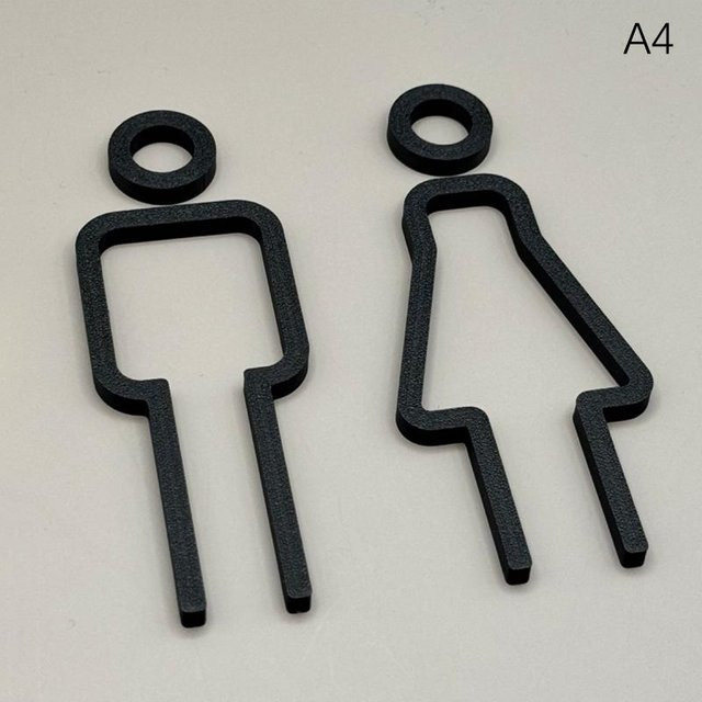 Selbstklebendes Toilettenschild Binchi Outdoor Product für Rollstuhlgerechte Badezimmer in Schwarz, Wandmontage - Bild 1