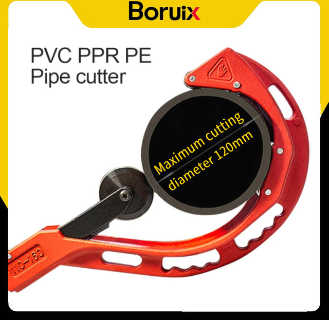 BORUIX Universal Rohrschneider für PE PPR PVC Rohre, Quick Cut Schere aus gehärtetem Stahl, Farbe: Rot, Schneidbereich: 14-120 mm - Bild 1