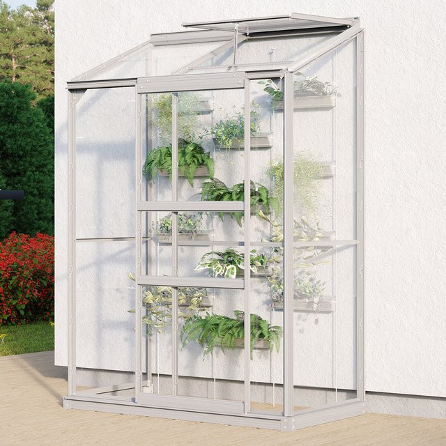 Vitavia Anlehn-Gewächshaus Styx 900 in Silber mit ESG-Glas und Aluminiumrahmen, B/H/T: 130,6 x 182,3 x 68,8 cm - Bild 1