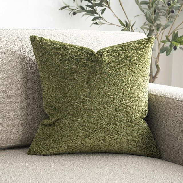 Dekorative Kissenhülle JMG Clothing mit geometrischem Design aus Schnittvelours in Grün, B/H: 50 x 50 cm - Bild 1