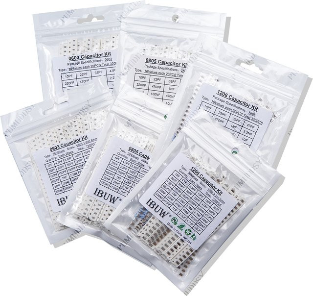 PUMUDSY SMD-Kondensator-Set sortiertes Kit mit 16/36/50 Werten von 1 pF bis 1 uF für Bauformen 0603, 0805 und 1206 - Bild 1