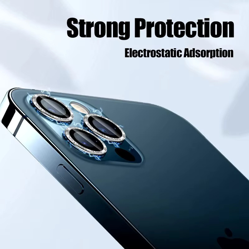 3er Set Kamera Objektiv Schutz Glas für iPhone 11 12 13 14 15 Pro Max Mini in Schwarz und Silber - Bild 4