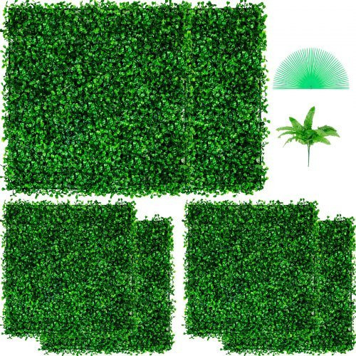 VEVOR Künstliche Buchsbaumplatten aus PE in Grün, 6 Stück Sichtschutz Hecke als Pflanzenwand für Innen und Außen, B/H: 50 x 50 cm - Bild 1