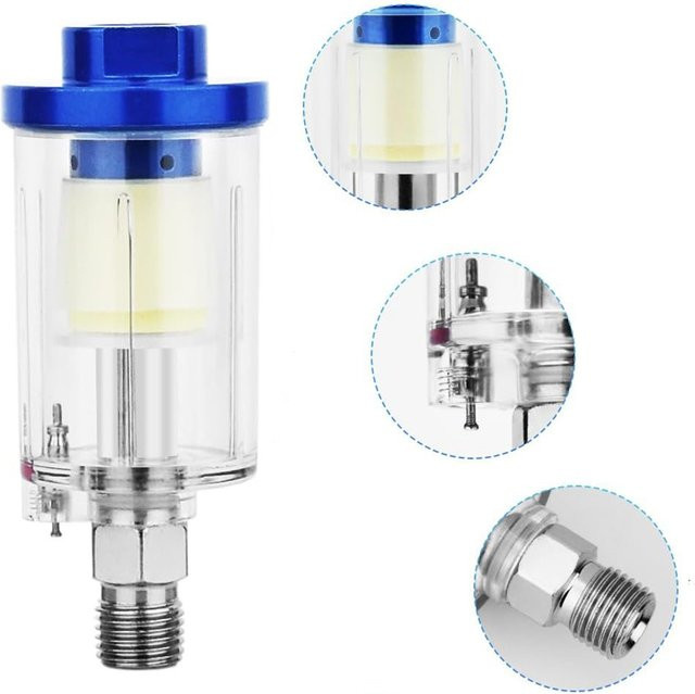 Wasser-Öl-Abscheiderfilter mit 1/4 Zoll NPT Außengewinde und Innengewinde für Spritzpistolen, Luftleitungen und Kompressoren - Bild 1