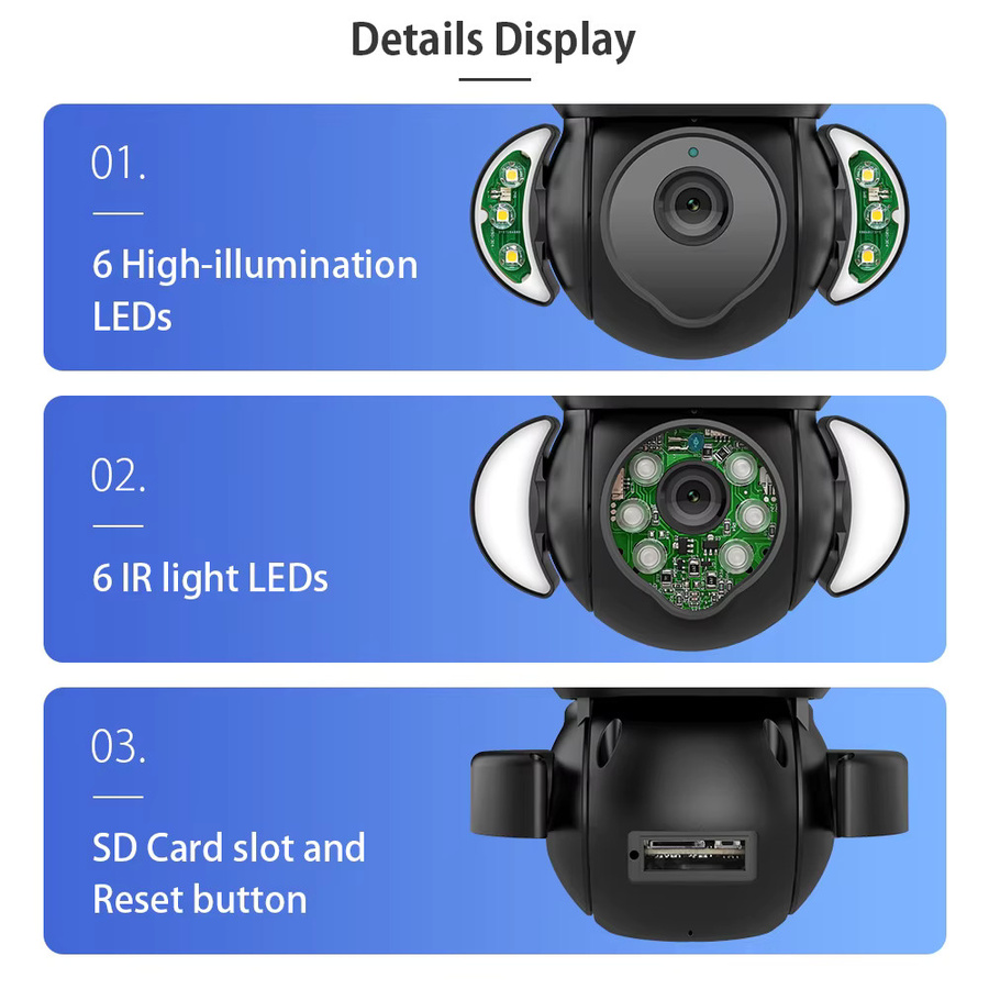 INQMEGA 5MP Smart Cloud PTZ IP Kamera mit Nachtsicht und Foodlight, Wifi Outdoor Überwachungskamera in Weiß - Bild 5