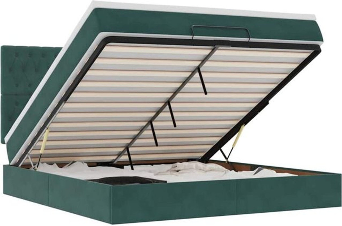 VIDAXL Polsterbett Ottoman mit Matratzen und LED in Grün und Weiß, Samt, B/T: 180 x 200 cm - Bild 1