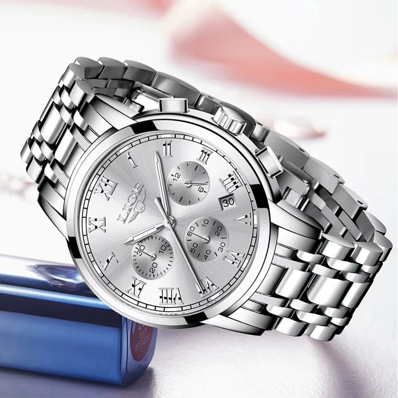LIGE Chronograph Armbanduhr, Quarz, Edelstahl, Bicolor, Damen - Bild 3