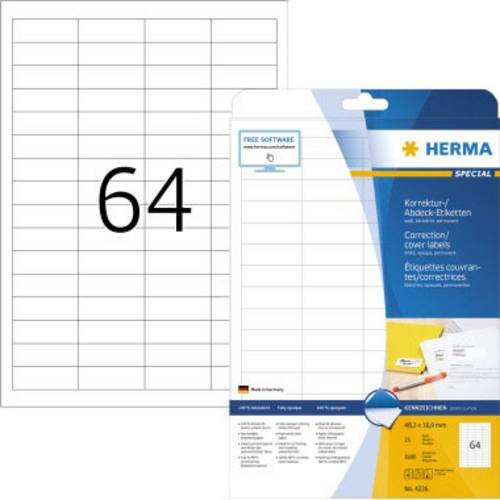 Herma Universaletiketten Special Weiß, B: 48,3 mm, H: 16,9 mm, Papier, A4 - Bild 1
