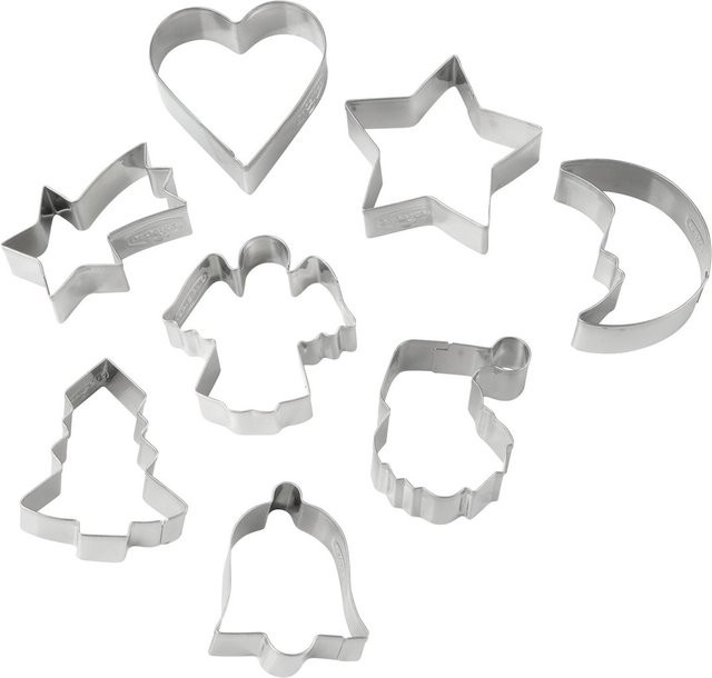 Dr. Oetker Ausstecher Weihnachten White Christmas Backform Set, 8-teilig, Silber - Bild 1