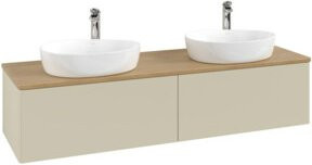V&B Antao Waschtischunterschrank mit Beleuchtung, Eiche honig lackiert, B: 160 cm, T: 50 cm - Bild 1