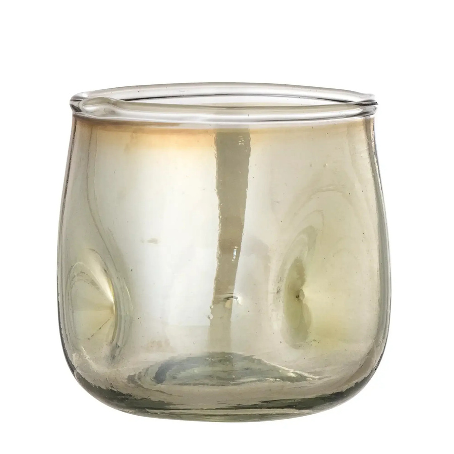 Bloomingville Teelichthalter Idalina aus Glas in Grün mit organischer Form, Höhe: 7 cm - Bild 1