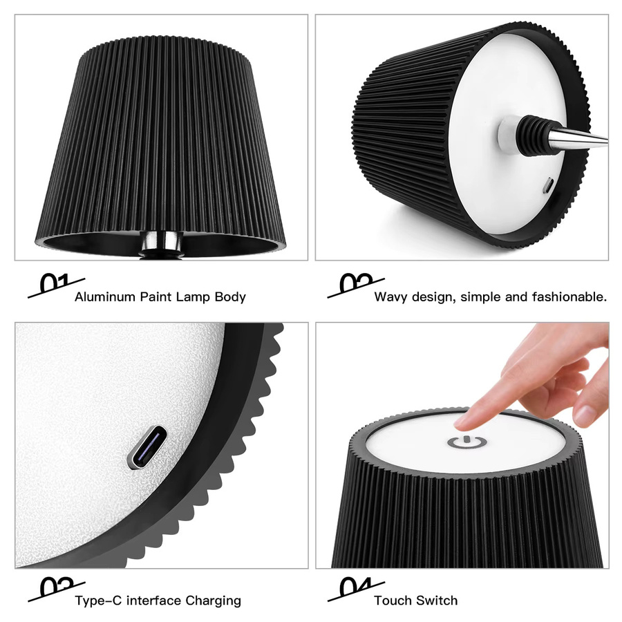 MALITAI LED Tischlampe als Weinflaschen-Vasen-Basis, dimmbar und wiederaufladbar, modernes Design für Esszimmer oder Home Office, Höhe: 29,5 cm, Breite: 10,8 cm, Tiefe: 10,8 cm - Bild 5