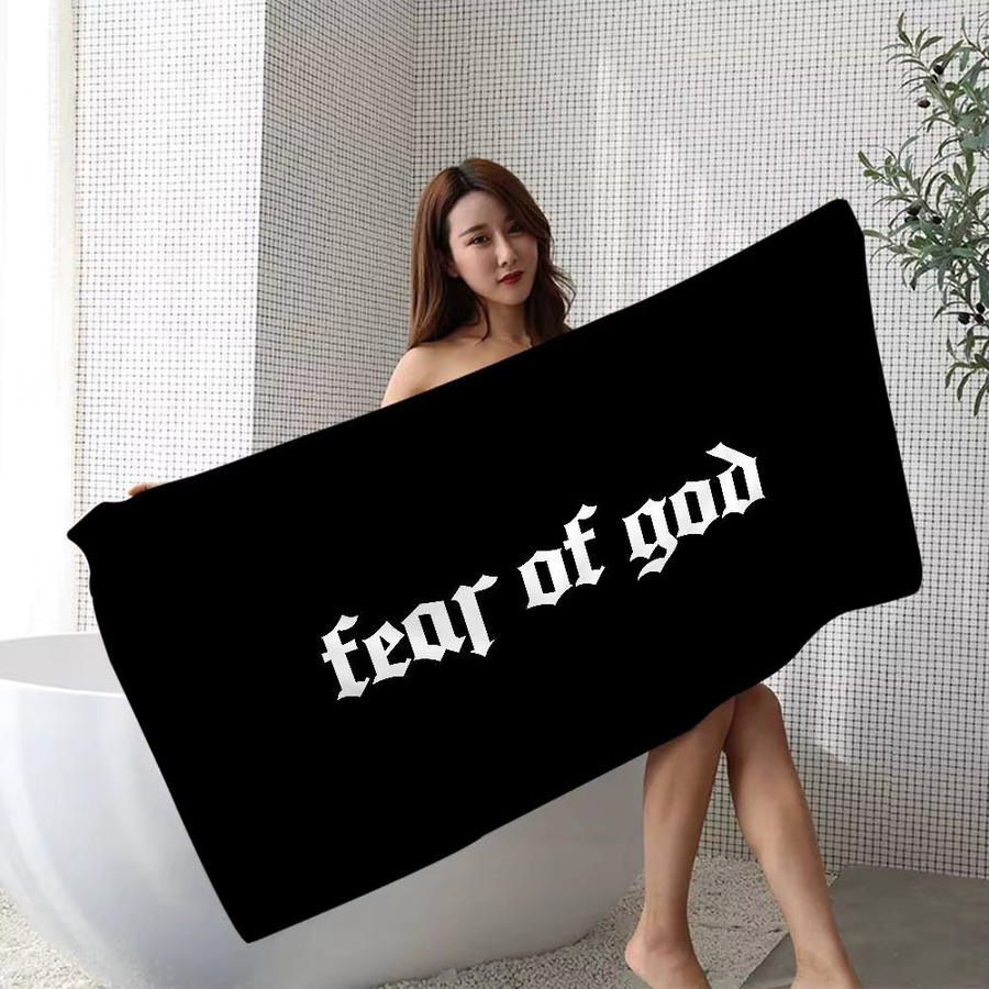 Fashion E-Essentials F-Fear Of God Strandtuch aus Mikrofaser in Schwarz für Yoga, Schwimmen und Resort - Bild 4