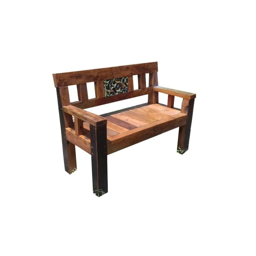 DELUKE Gartenbank MIKKO 2-Sitzer aus Teakholz in Dunkelbraun, wetterfest, Breite: 120 cm - Bild 2