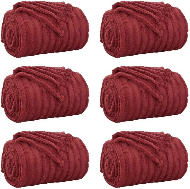 6er-Set vidaXL Wohndecken aus Fleece in Bordeauxrot, B: 200 cm, T: 150 cm - Bild 1