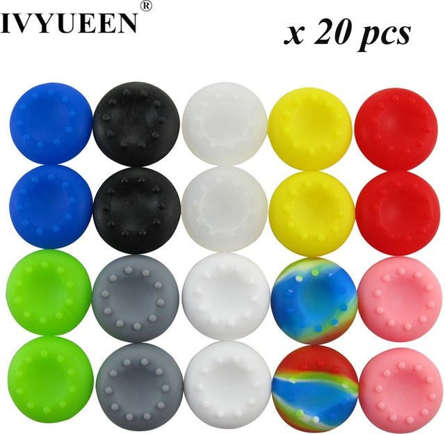 IVYUEEN 20 Stück analoge Thumb-Stick-Griffabdeckung in Multicolour für PlayStation 5, PS4 sowie Xbox One Series und Xbox Series X S Controller - Bild 1