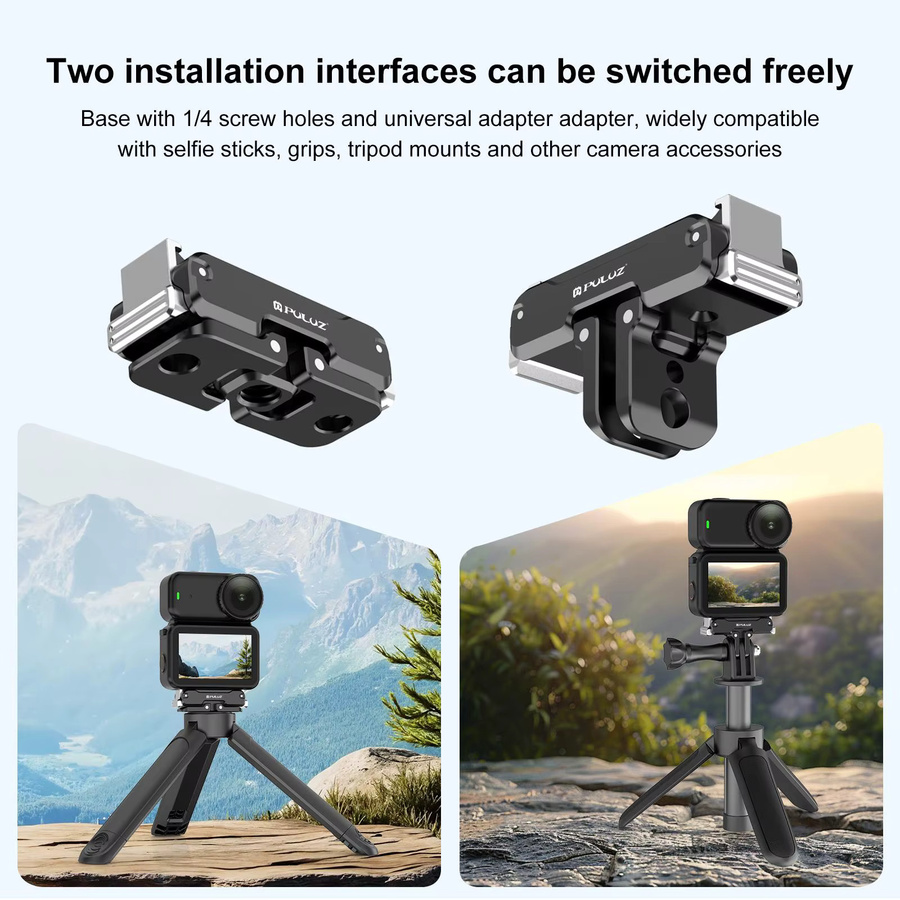 PULUZ Magnetische Basis-Halterung mit Schnellwechsel-Erweiterungsadapter und 1/4 Zoll Gewinde in Schwarz für DJI Osmo Nano und 360 II Action-Kameras - Bild 4