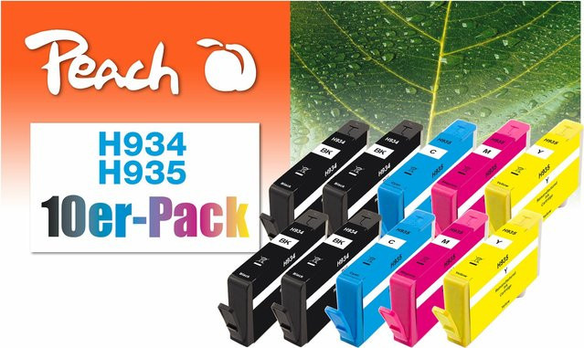 Peach HP 934 Druckerpatronen Set für HP OfficeJet Pro 6230, 10er Pack, wiederaufbereitet - Bild 1