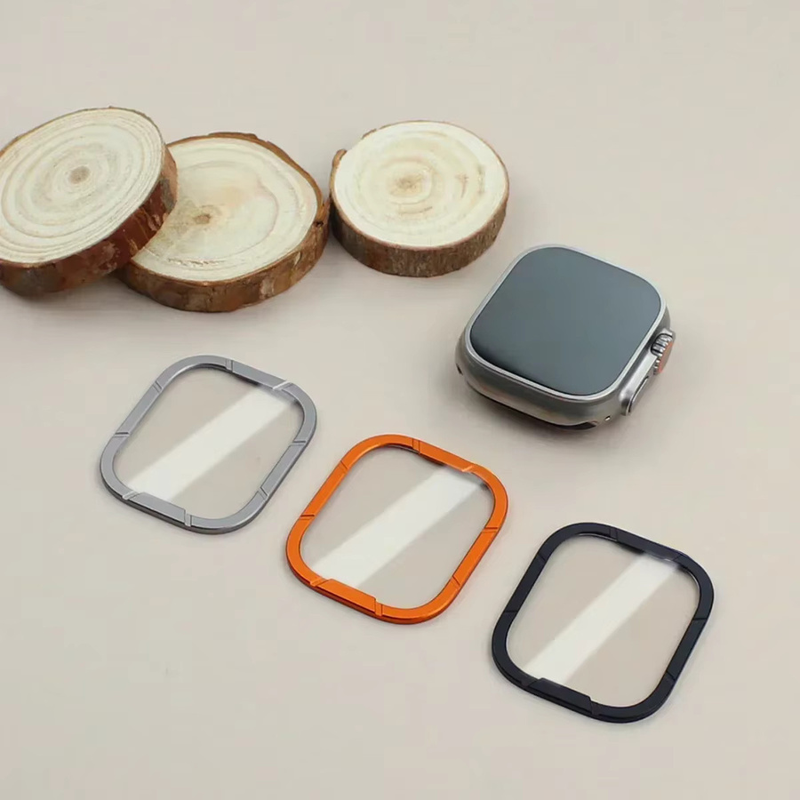 FancyWrist Displayschutzfolie aus gehärtetem Glas mit Metallrahmen für Apple Watch Ultra 3/2/1, 49 mm, Farbe: Schwarz - Bild 3