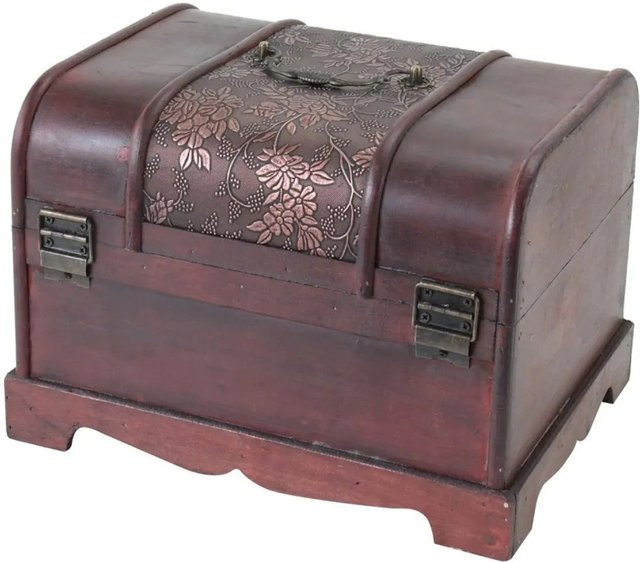 HMF Schatztruhe aus Holz in Braun im Vintage-Stil, B/T/H: 30 x 23 x 21 cm - Bild 1