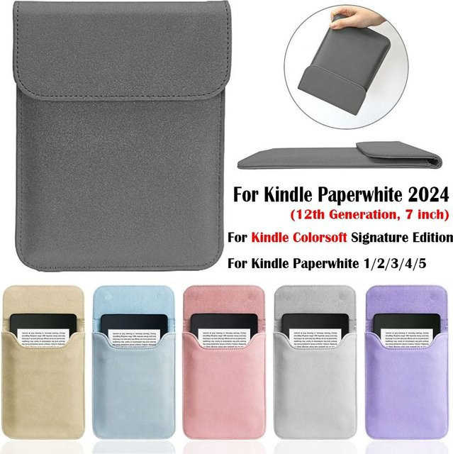 Amazon E-Reader Hülle aus PU-Leder für Kindle Paperwhite, Colorsoft und Scribe in Beige, Ultra Slim Aufbewahrungstasche - Bild 1