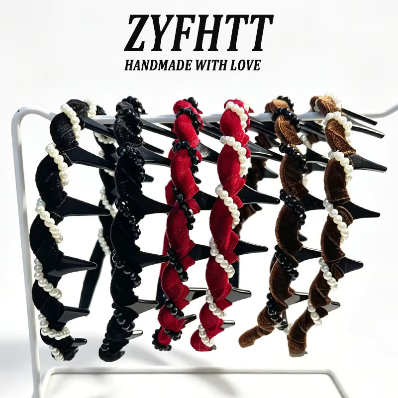 ZYFHTT Stirnband mit Perlen aus Samt, Damen - Bild 2