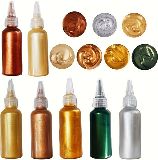 Metallic Acrylfarbe für Epoxidharz in Gold und Silber, 60 ml Pigmente für DIY Schmuck und Handarbeit - Bild 1