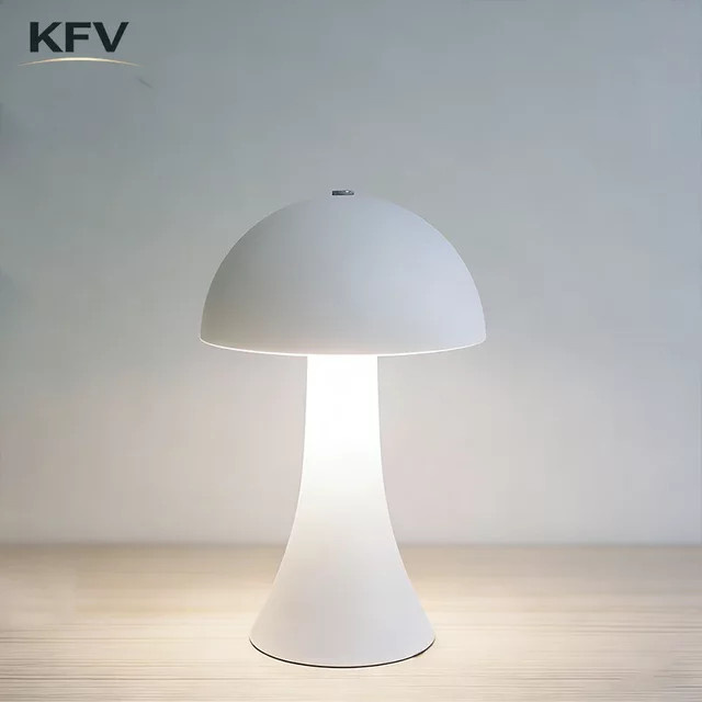 KFV LED-Tischlampe in Weiß mit Touch-Sensor, wiederaufladbare Retro-Pilz-Nachttischlampe zur Dekoration für dein Schlafzimmer oder Restaurant - Bild 1
