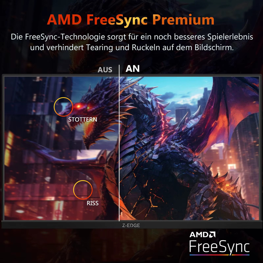 Z-EDGE Gaming-Monitor 24,5 Zoll mit 240 Hz, Full HD, VA-Panel, Schwarz - Bild 3